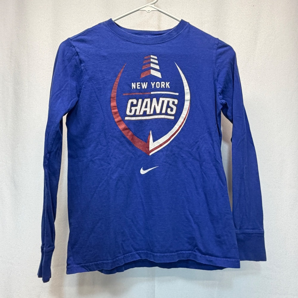 New York Giants T-Shirt Nike Youth Medium 10/12 Blue Long Sleeve NFL Graphic